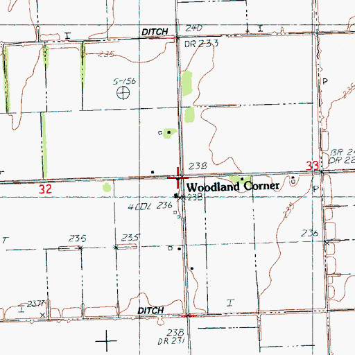 Topographic Map of Woodland Corner, AR