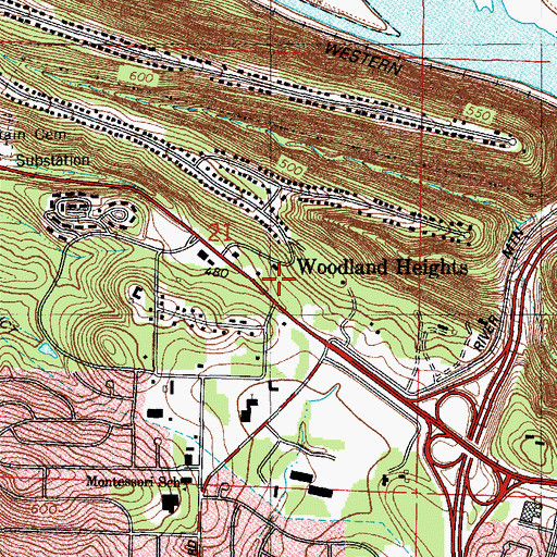 Topographic Map of Woodland Heights, AR