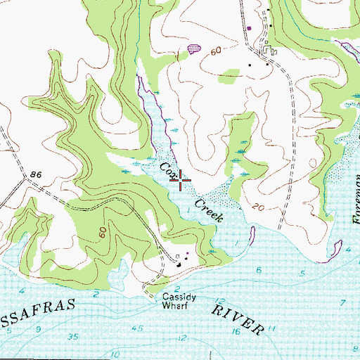 Topographic Map of Cassidy Wharf, MD
