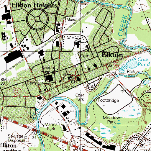 Topographic Map of Cecil County Public Library, MD