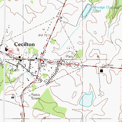 Topographic Map of Cecilton Branch Cecil County Public Library, MD