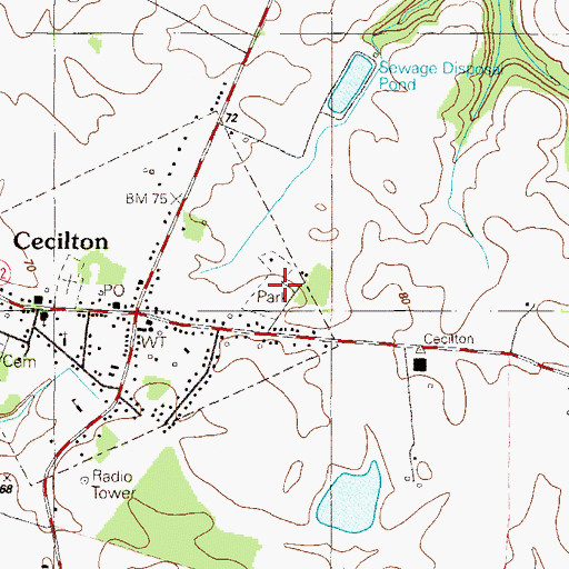 Topographic Map of Cecilton Park, MD