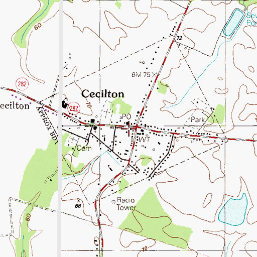 Topographic Map of Cecilton United Methodist Church, MD