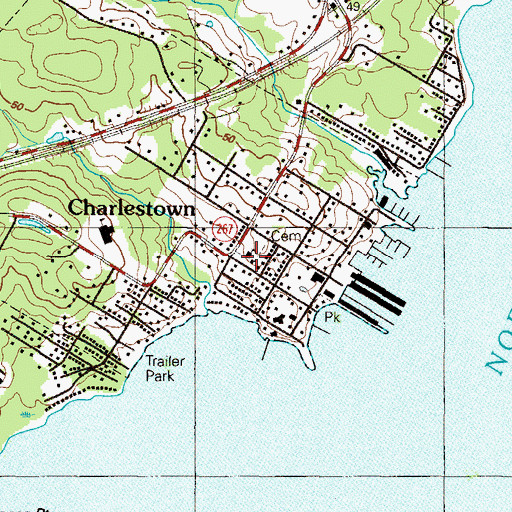 Topographic Map of Charlestown Historic District, MD