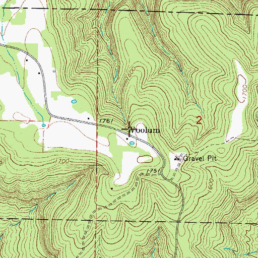 Topographic Map of Woolum, AR