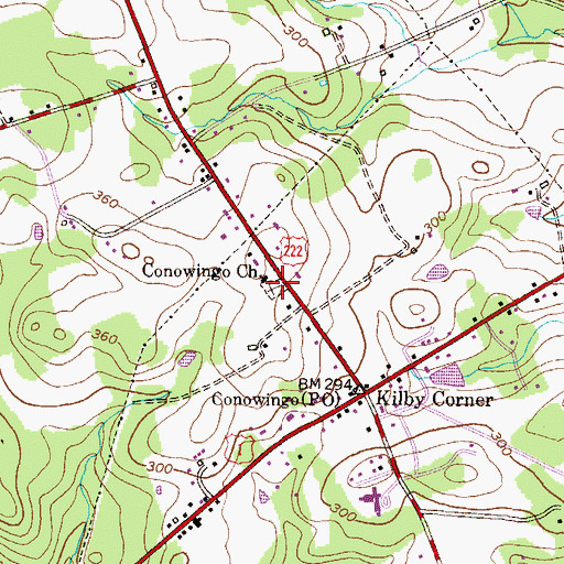 Topographic Map of Conowingo Baptist Church Cemetery, MD