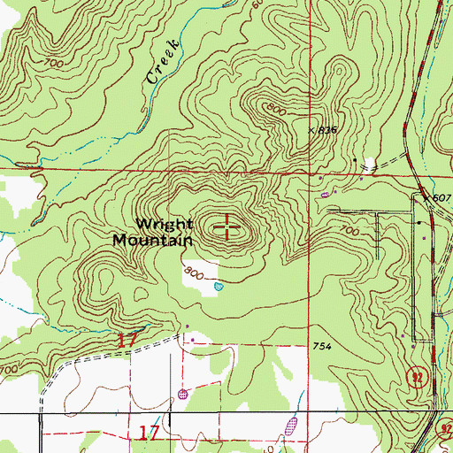 Topographic Map of Wright Mountain, AR