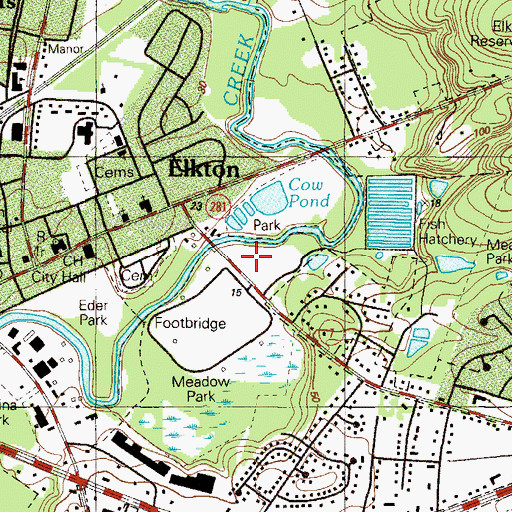 Topographic Map of East Meadow Park, MD