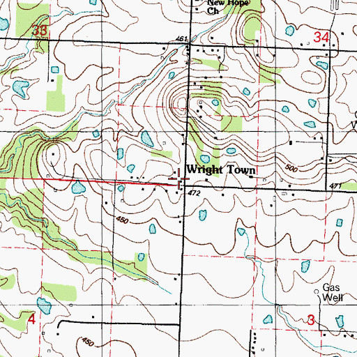 Topographic Map of Wright Town, AR