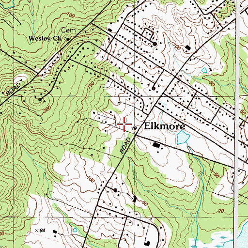 Topographic Map of Elk River Estates, MD