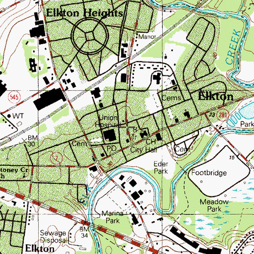 Topographic Map of Elkton Academy (historical), MD