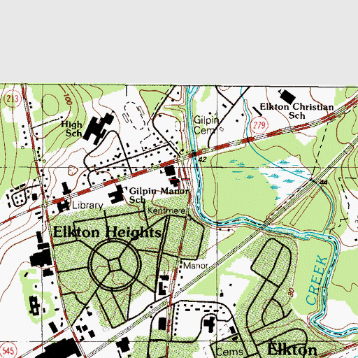 Topographic Map of Elkton Middle School, MD