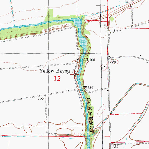 Topographic Map of Yellow Bayou, AR