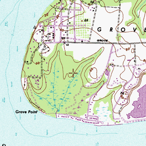Topographic Map of Grove Point Girl Scout Camp, MD