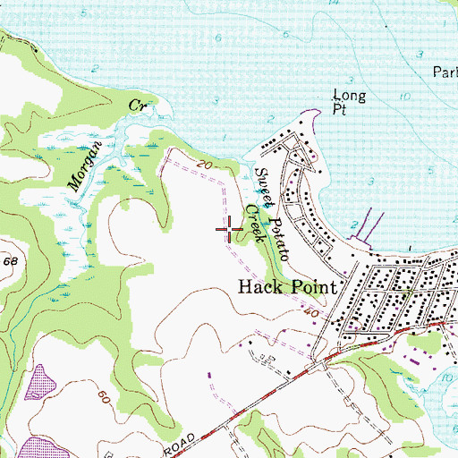 Topographic Map of Hacks Point Acres, MD