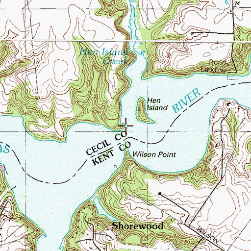Topographic Map of Halls Neck Point, MD