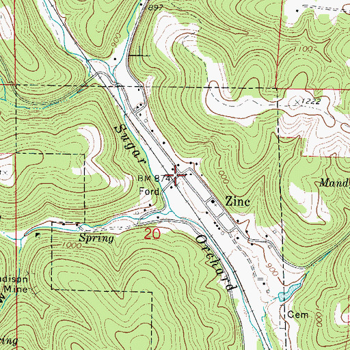 Topographic Map of Zinc, AR