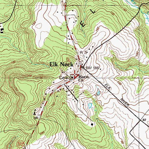 Topographic Map of Harts Chapel United Methodist Church, MD