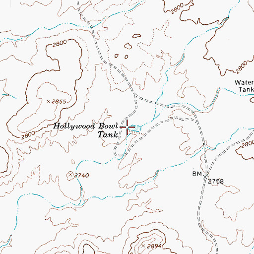Topographic Map of Hollywood Bowl Tank, AZ