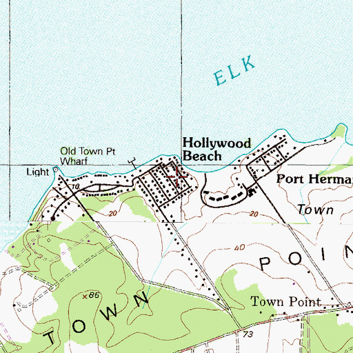 Topographic Map of Hollywood Beach, MD