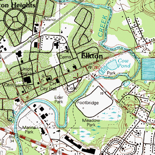 Topographic Map of Howard Street Public School (historical), MD