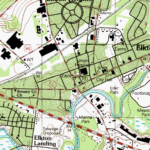 Topographic Map of Immaculate Conception Roman Catholic Church, MD