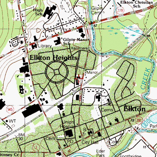 Topographic Map of Immaculate Conception School, MD