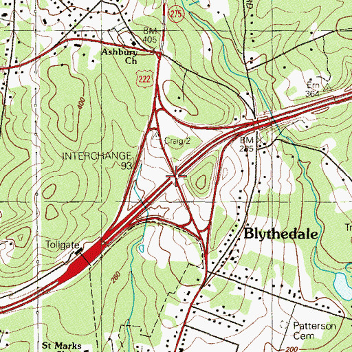 Topographic Map of Interchange 7, MD