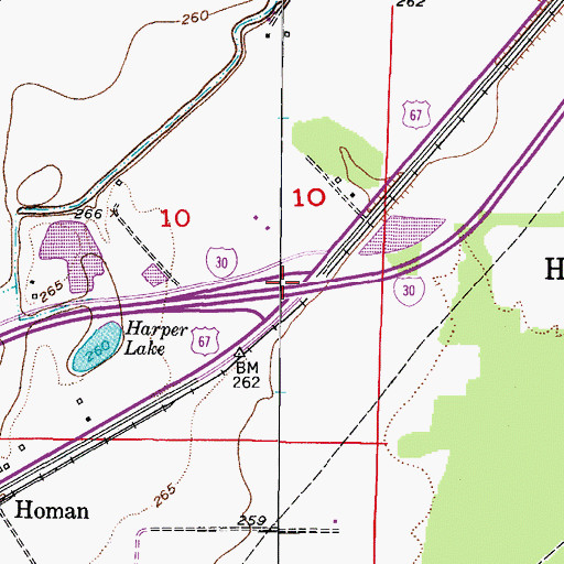 Topographic Map of Interchange 12, AR
