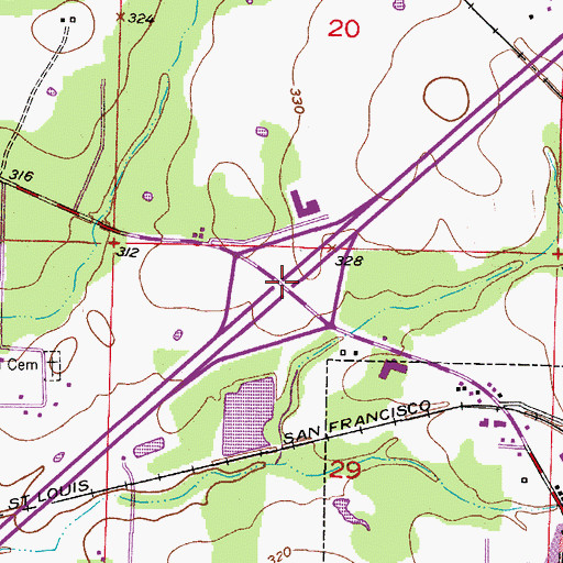 Topographic Map of Interchange 30, AR