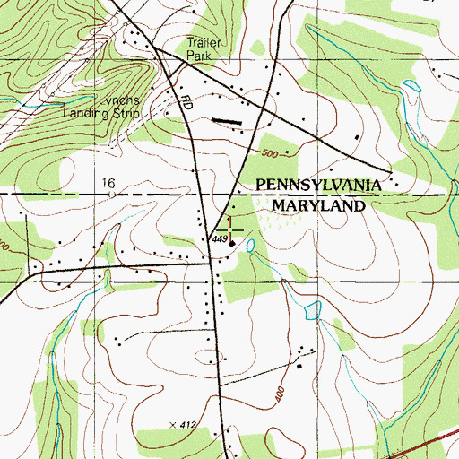 Topographic Map of Mason Dixon Village, MD