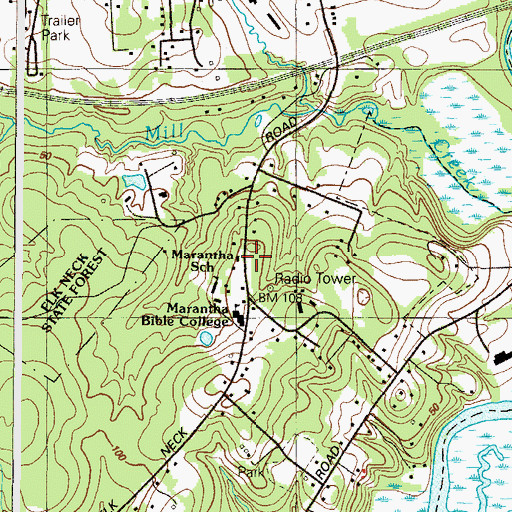 Topographic Map of Mill Creek School (historical), MD