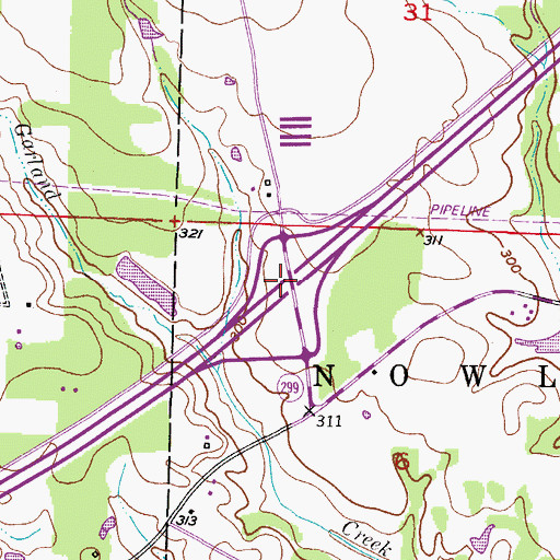 Topographic Map of Interchange 36, AR