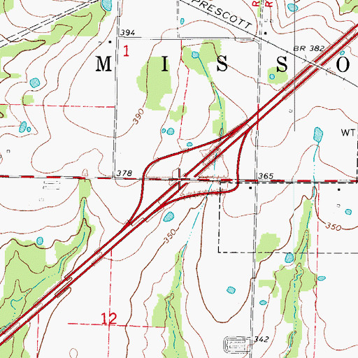 Topographic Map of Interchange 44, AR