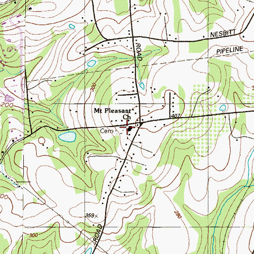Topographic Map of Mount Pleasant Cemetery, MD