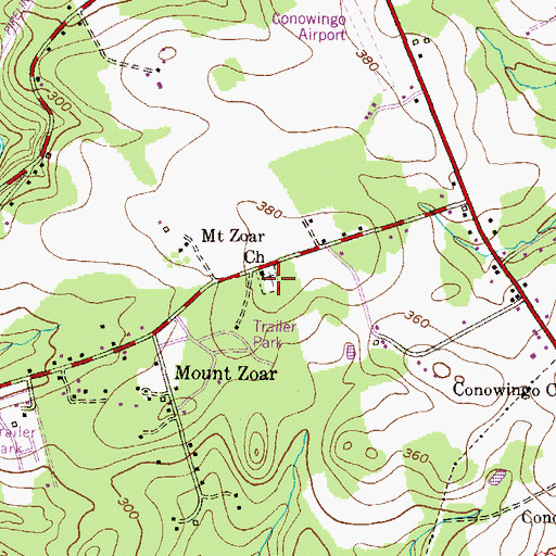 Topographic Map of Mount Zoar Cemetery, MD