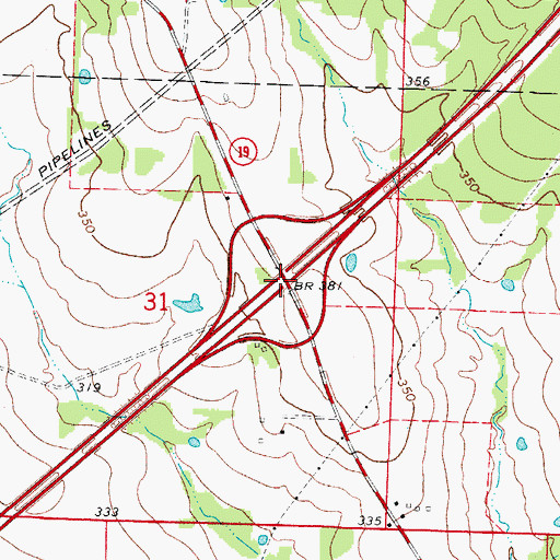 Topographic Map of Interchange 46, AR