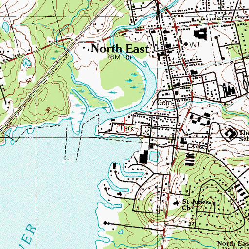 Topographic Map of North East Community Park, MD