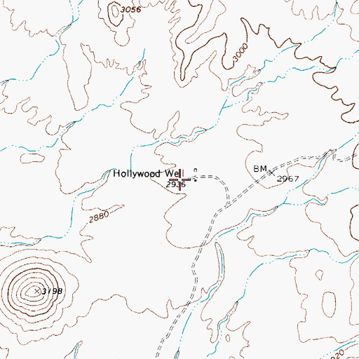 Topographic Map of Hollywood Well, AZ