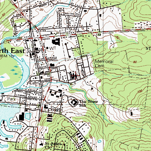 Topographic Map of North East Elementary School, MD