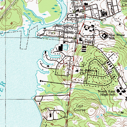 Topographic Map of North East Harbor, MD