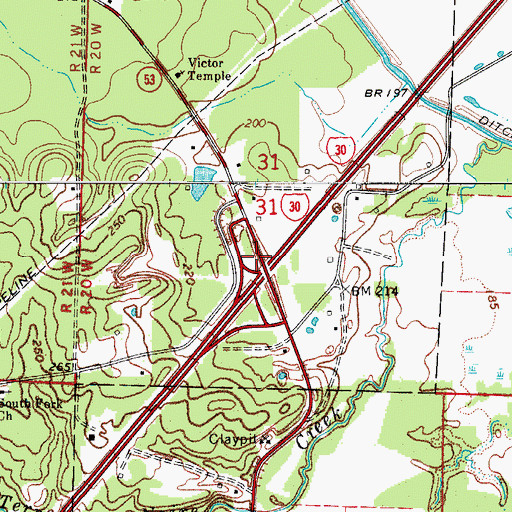 Topographic Map of Interchange 63, AR
