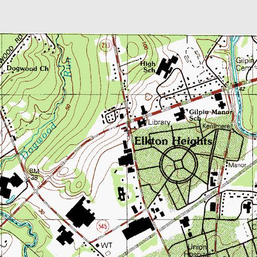 Topographic Map of Northside Plaza Shopping Center, MD