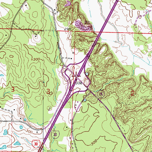 Topographic Map of Interchange 69, AR