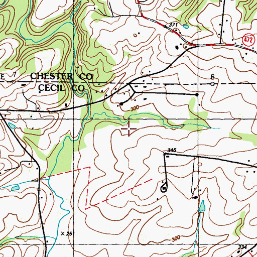 Topographic Map of Old Line Village of Fair Hill, MD