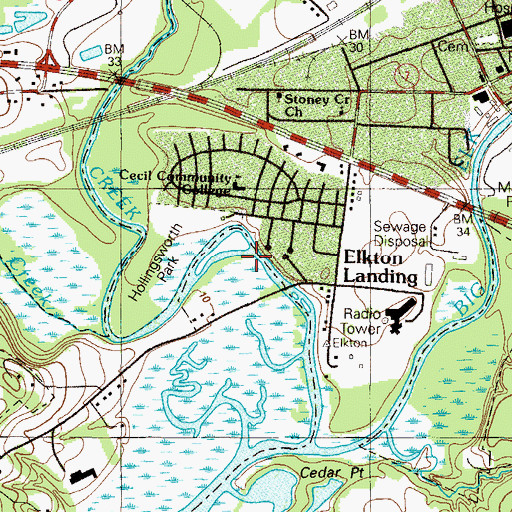 Topographic Map of Otter Point, MD