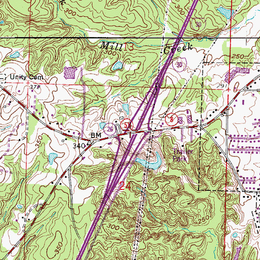 Topographic Map of Interchange 73, AR