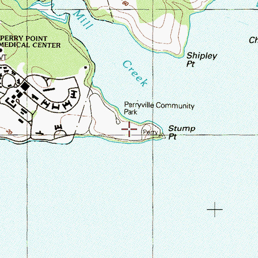 Topographic Map of Perry Point Park, MD