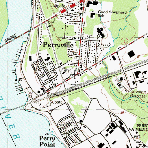 Topographic Map of Perryville Branch Cecil County Public Library, MD