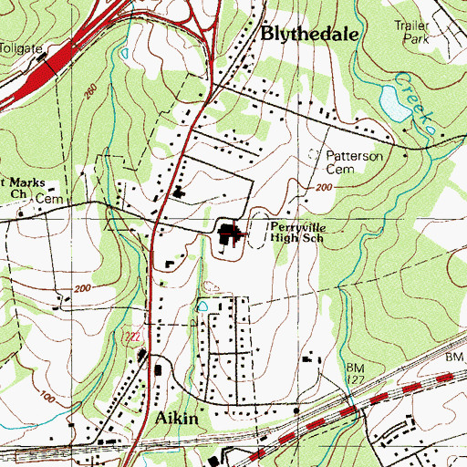 Topographic Map of Perryville High School, MD